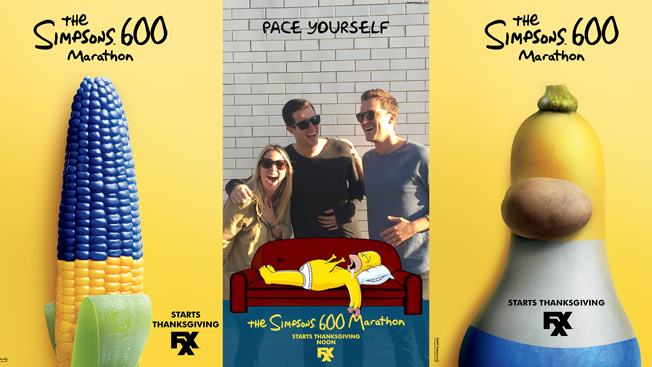 FXX trumpets its Simpsons 600 Marathon with in-episode Snapchat filters and characters made out of Thanksgiving food