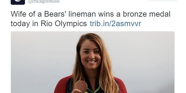 Chicago Tribune criticised for 'Wife of a Bears' lineman' Olympic medallist tweet