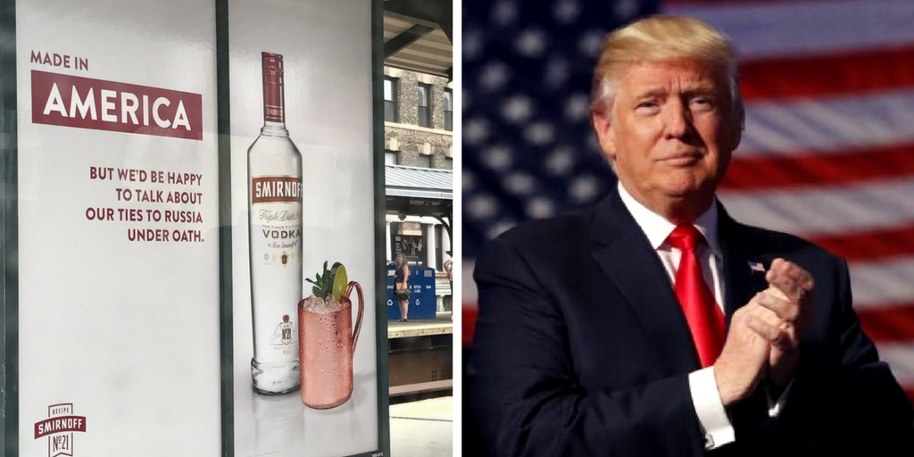 Smirnoff Vodka ad owns up to Russian ties, shots fired at President Trump