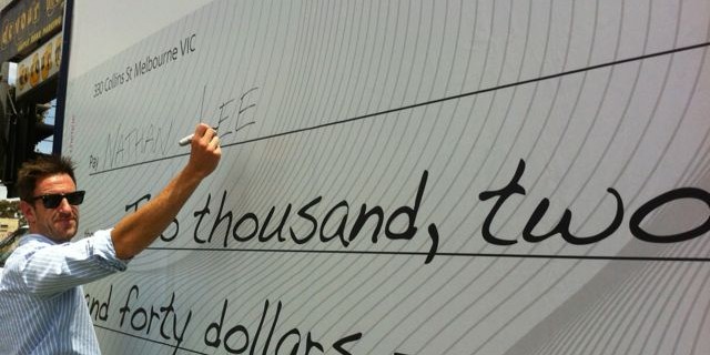 Clemenger Bbdo Execute Oversize Cheque Stunt For National